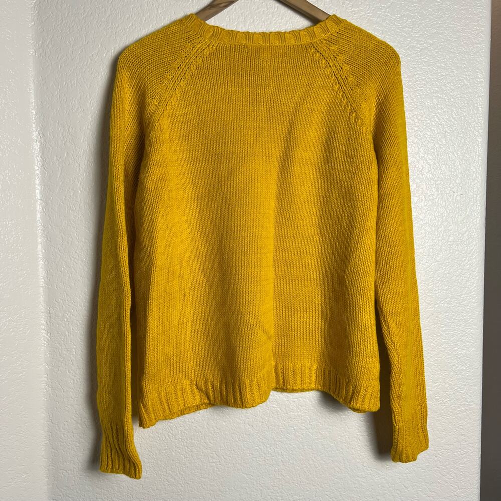 1901 Mustard Yellow Chunky Piontelle Knit Crewneck Pullover Sweater Size L - Picture 4 of 9